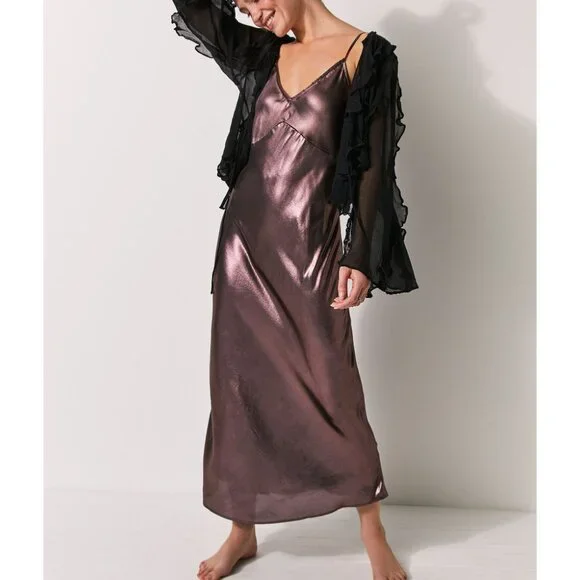 FREE PEOPLE Drop Everything Bias Slip / Rose Gold - Picture 3 of 7